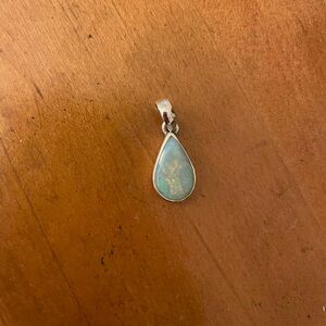 Shimmery White Compressed Teardrop Opal Pendant